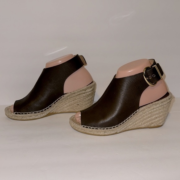 Bettye Muller Brown Leather 3” Espadrille Wedges - Picture 4 of 6